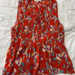 Rose & Olive Red Floral Sleeveless Top